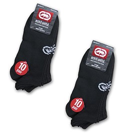 Ecko Men's Black Quick Dry No Show Athletic Socks (10 Pairs)