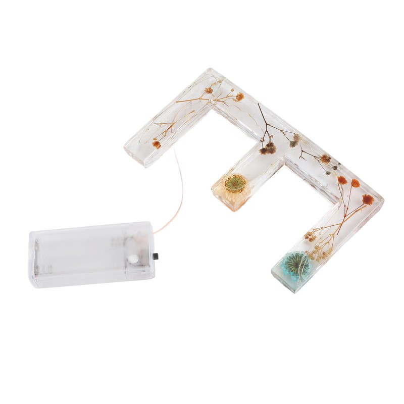 Floral Resin Letter Light Dry Flower and Alphabet Shape LED