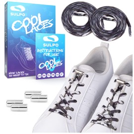 SULPO Flat Shoelaces without Tying - Colourful Quick Release - Elastic Shoe Laces - Rubber - Shoelaces - Laces for Children and Adults, White and black camouflage
