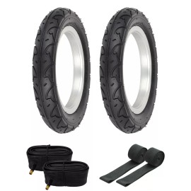 PRO+ TIRE BUNDLE W/ 12" 1/2 X 2 1/4 BLACK CITY CAVALIER TIRES,TUBES, & RIM STRIP