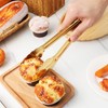 Luxshiny 4pcs Golden Stainless Steel Serving Tongs for Cooking, BBQ,