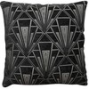 Art Deco Extra-Large Cushion Cover. Double Sided Velvet Chenille. Black