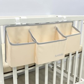 surebaby Hanging Baby Diaper Caddy, 3-in-1 Diaper Caddy Organizer Holder For Baby Crib, Nursery Organization Diaper Stacker Storage For Crib, Changing Table, Car, Wall-Beige
