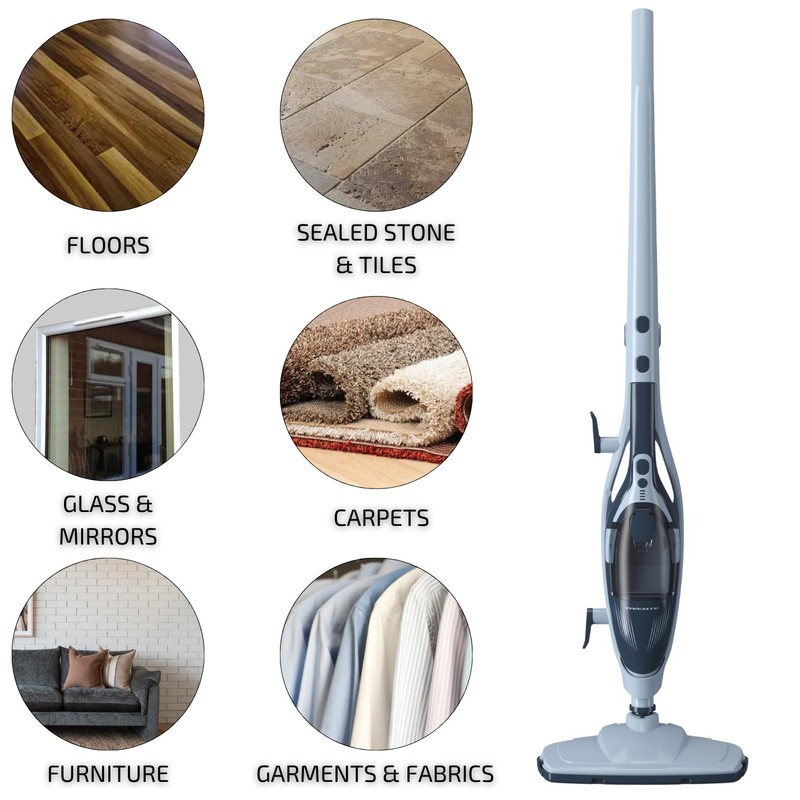 OVENTE 10-in-1 Steam Mop with Detachable Handheld Steamer, Foldable Handle