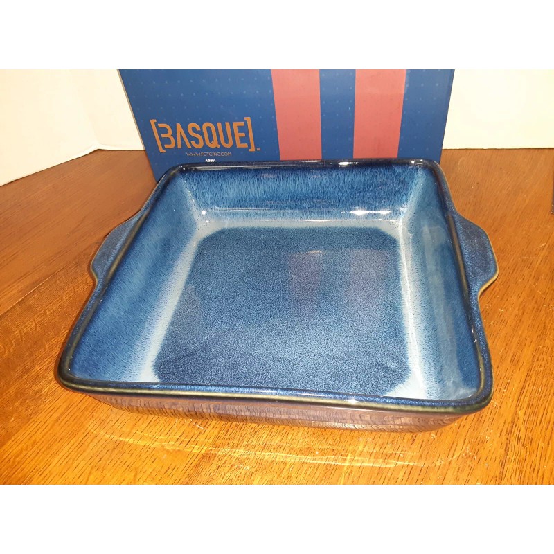 Basque Ceramique Andalusian Stoneware 10" SqBlue LOAF OVEN & Dishwasher
