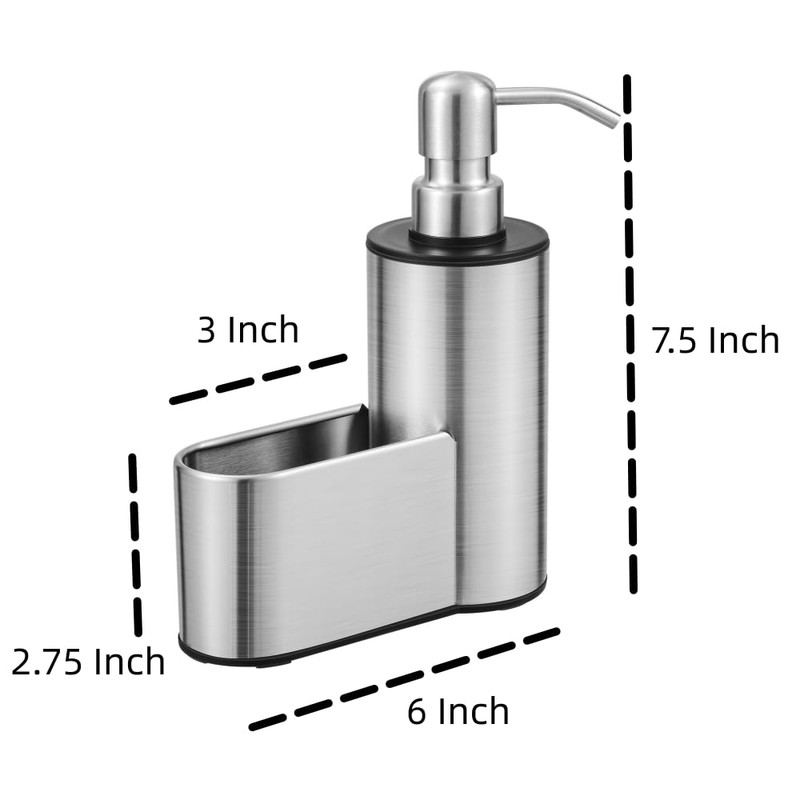 Kitchen Soap Dispenser with Sponge Holder, 12 oz Dish Soap