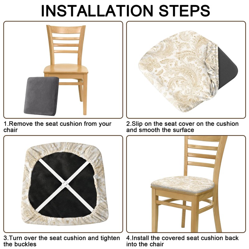 BVBOX Seat Covers Set of 4 for Dining Room Chairs