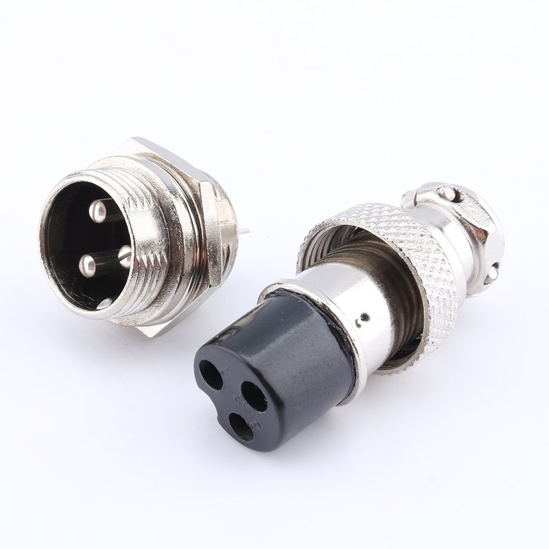 1 Set GX16 3Pins Aviation Plug Socket 3 Pin Screw