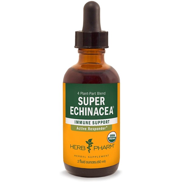 Herb Pharm Certified Organic Super Echinacea Liquid Extract for Active Immune System Support - 2 Ounce