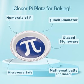 WIRELESS Pie Pan Pie Dish 9 Inch Pie Plate for Baking with Numerals of PI, Pi Plate 9"