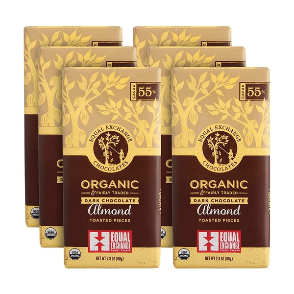 Equal Exchange Organic Dark Chocolate with Almonds, 2.8-Ounce (Pack of 6)