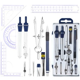 Outus 13 Pcs Geometry Set for Students Math Protractor Compass with Rulers Mechanical Pencil Lead Refills Storage Box of Protractors Kit for School Class Student Drafting Drawing