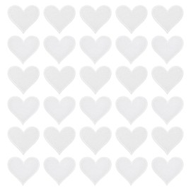 sourcing map Heart Shaped Iron on Patches 6.8x7cm Embroidered Sew Patches Appliques Garment Embellishments for Clothing Repair Backpack Shoes Decoration White 120Pcs