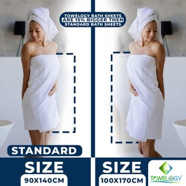 Towelogy Premium Extra Large Bath Towels (100x 170cm, 1 Pack) - 100% Cotton Jumbo Bath Sheets Super Absorbent Hotel Quality LUXURY COLLECTION - White (1, White (Luxury Collection))