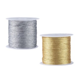 CWPFVQA 2 Rolls Glitter Rope, 0.4 mm Craft Wire, Metal Wire, Jewellery Wire, Gift Ribbon Wire, Decorative Wire, Hand-Braided DIY Rope