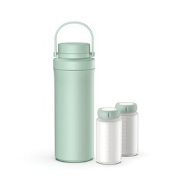 SporraMom Breastmilk Cooler, Portable Breast Milk Cooler Bottle for Outdoor, 22oz Large Capacity Travel Breastmilk Chiller with 2 Pack Baby Bottles for Breastmilk Storage, Keep Cooling for 24 Hours