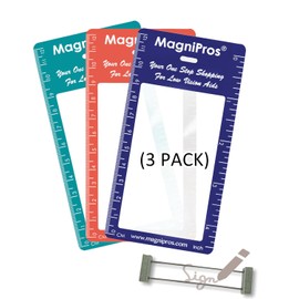 MAGDEPO 3X Bookmark Magnifier, PVC Fresnel Lens Pocket Size Reading Magnifier for Low Vision, Menu, Map Newspaper, Book, Tags.. etc. and a Signature Guiding Tool for Vision Handicap.