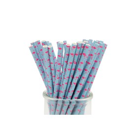 200 Pcs Disposable Straws, Party Straws, Biodegradable Paper Straws for Juices, Shakes, Smoothies, Birthday Party Baby Shower Supplies (Flamingo Blue)