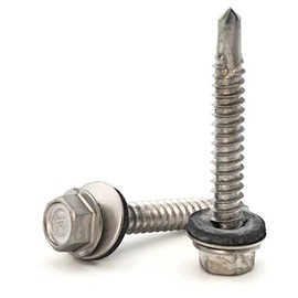 #14 Stainless Steel Hex Head Roofing Screws with Sealing Washer Self Drilling Stainless Steel Roofing Screws #14 x 3/4 inch Qty 25