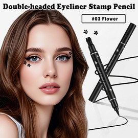 XINGXYUEL Double-headed Eyeliner Stamp Pencil Black Liquid Winged Eyeliner Stamp Pen Waterproof Smudgeproof Eye Liner Stamp for Eye Makeup(03 Flower)