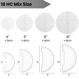 18 Pack Tissue Paper Honeycomb Balls, Poms Birthday Baby Shower Wedding Decorations (Red Green Shade)