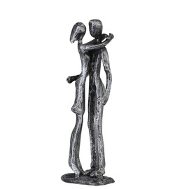 Casablanca Design Decorative Sculpture Couple - Couple - Cast Iron - Burnished Iron - Antique Silver - Height 18 cm - Gift - Love