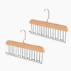 Closet Belt Hanger, 2 Pcs Wooden Sturdy 8-Hook Belt Holder,