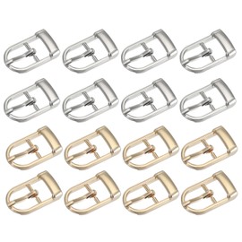 PATIKIL Single Prong Belt Buckle 1", 16 Pcs Metal Roller Buckle Oval Center Bar Buckles for Belt Purse Making Leather Hardware, Silver/Light Gold