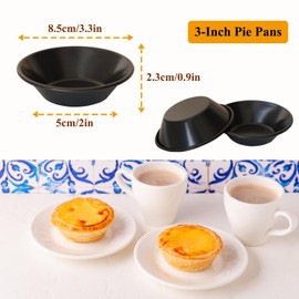 Urxirha 9PCS Egg Tart Molds 3-Inch Pastel de Nata Tins, Carbon Steel Egg Trat Tins, Mini Tart Pans for Pastry Baking