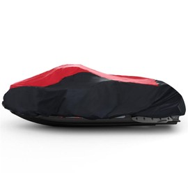 Silscvtt Trailerable Watercraft Jet Ski Cover Heavy Duty PWC Boat Cover Replacement for Watercraft Jet Ski Cover 126-135 3 Seater Black Red