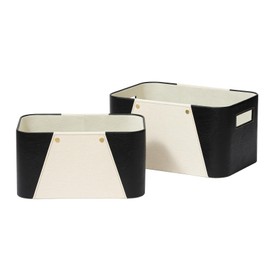 LA JOLIE MUSE Storage Baskets for Organizing, 2 Pack, Storage Cube Boxes Luxury Brown Vegan Leather for Closet Shelf Cabinet Bookcase Camel