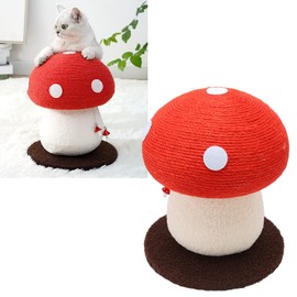 Mushroom Shaped Cat Scratch Post, Durable Grinding Claws Sisal Interactive Cat Scratch Pad Mat, Scratching Post Hung with Small Mushroom Accessories Cat Scratching Board for Pets Cats