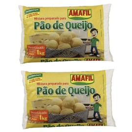 Mistura Preparada para Pão de Queijo Brasileiro Amafil 1kg | Cheese Bread Mix 2,2lb | Product of Brazil | Gluten Free | Pack of 2 x 1kg
