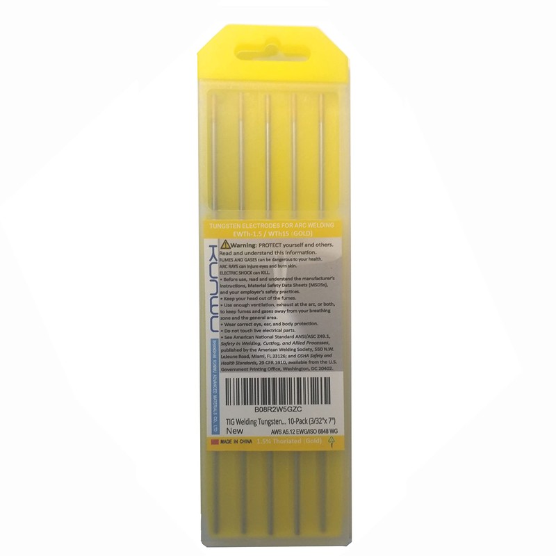 TIG Welding Tungsten Electrode 1.5% Lanthanated Rod (Gold, EWLa15) 5-Pack