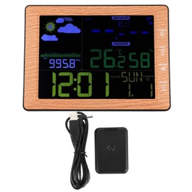 Greensen Wireless Weather Forecast Alarm Clock, Indoor Outdoor Sound Control Clock with Large Digital Display and Backlight for Home, Bedroom, Living Room