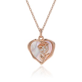 Meissa Silver Necklaces for Women Gold Heart Charm Necklaces Dainty Prom Wedding Diamond Necklace Rose Gold Plated Jewellery Gift for Her, Rose Gold