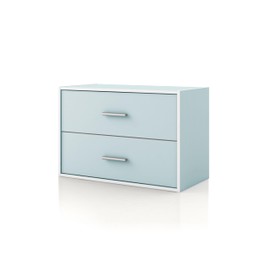 HOMES: INSIDE + OUT Apexa 2-Drawer Wooden Stackable Storage Drawers, Small Food Pantry Cabinet, Cajonera De Madera, Underbed Drawer Dorm Teen Room Decor & Bedroom, Home Office, Kitchen, Light Blue