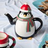 Christmas Whimsy Penguin Teapot – 3D 26oz Ceramic Holiday Teapot