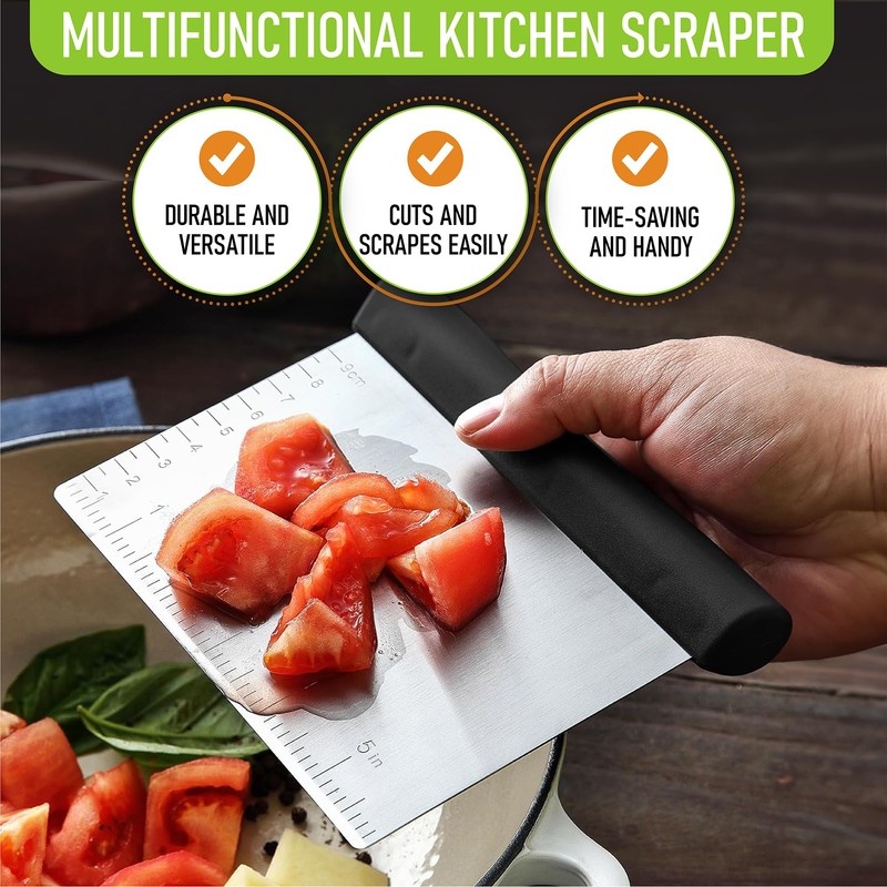 Spring Chef Dough Bench Scraper for Baking with Markings -