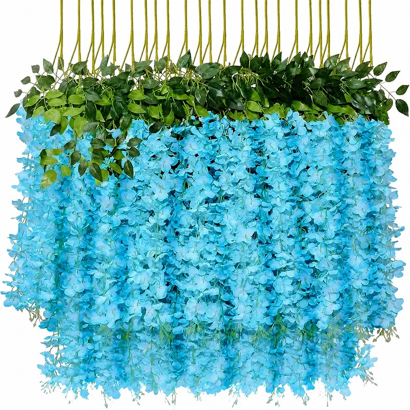 12-Piece Artificial Wisteria Vine Set – Hanging Silk Faux Flowers