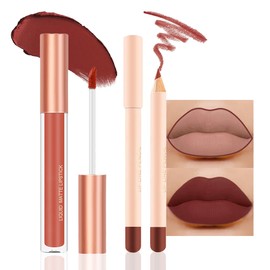 BINGBRUSH Colors Liquid Matte Lipstick and Lipliner Pack Set, Lip Tint Long Lasting 24 Hour Waterproof Velvet Nonstick Cup Lipgloss Lip Stain Pigmented Lip Makeup Gift Sets (1Pc 12#)