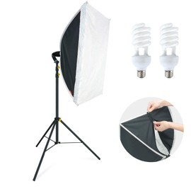 LINCO Lincostore Studio Lighting Photography Light Equipment Continuous Photo Softbox Kit 20x28 Inch with 2 Professional Portrait Bulb for Filming Video AM269