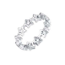 Star Ring Sterling Silver Hollow Star Eternity Ring Star Jewelry for Women O