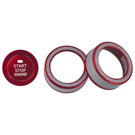HDUFC for Toyota Rav4 2025 2024 2023 2022 2021 2020 2019 Shiny Crystal air Conditioner knob Cover, one-Touch Start Button Decorative Ring 4-Piece Set (red)