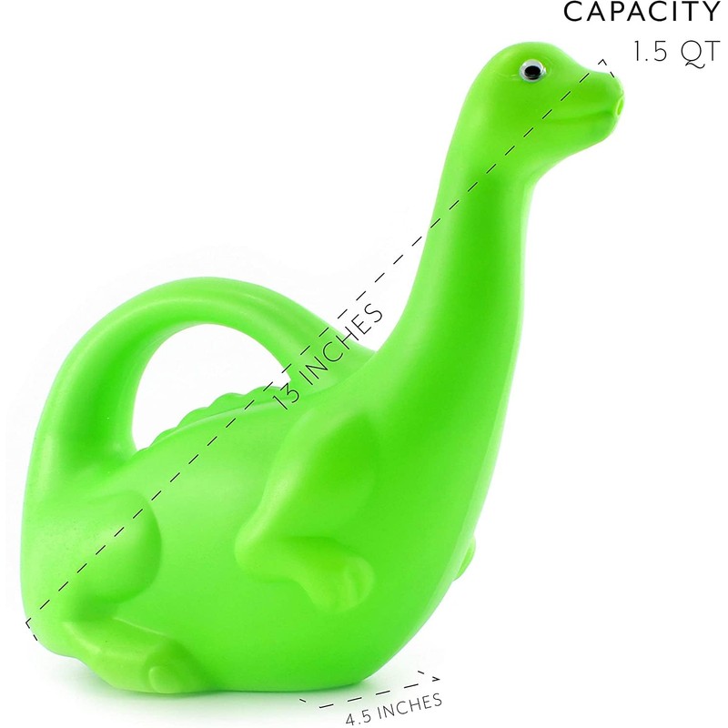 Cornucopia Green Dinosaur Watering Can; Novelty Plastic Waterer Toddler-Friendly &