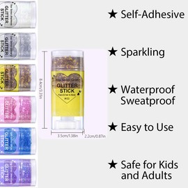 Mysense Green Body Glitter Stick,Face Hair Glitter Christmas Makeup,Sparkling Mermaid Sequins Chunky Glitter Face Paint,Singer Concert Outfit Festival Rave Accessories for Women and Kids