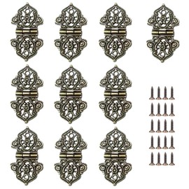 10 Pcs Antique Decorative Hinges, Antique Mini Folding Hinges, Retro Bronze Jewelry Box Decorative Hinge Fit Vintage Wooden Box Jewellery Box Toolbox and Cabinet
