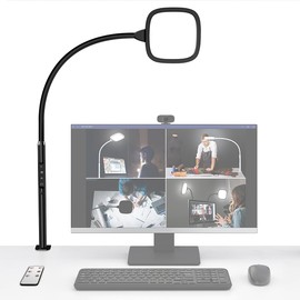 Hapfish LED Desk Lamps for Home Office, Clamp Desk Video Conference Light for Computer Zoom Meetings, Dimmable, Top Bright, Rotatable, Large Lighting Area, Clip on Table Lamp for Monitor, Study, Work