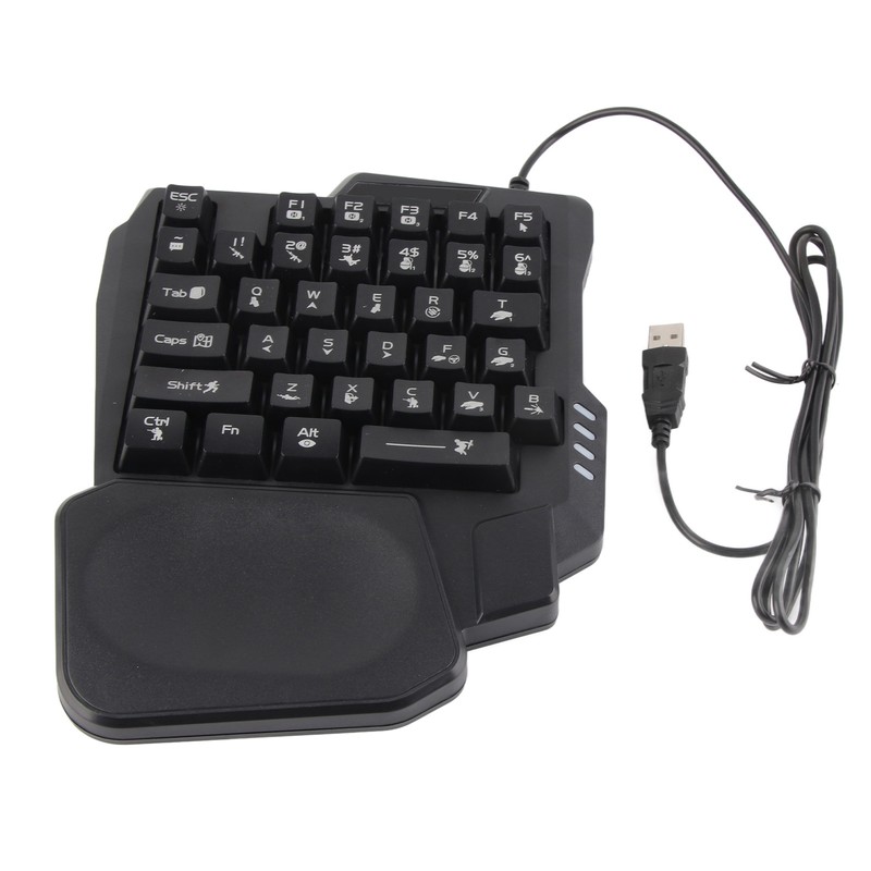 One Handed Gaming Keyboard 35 Keys Waterproof Wide Palm Rest