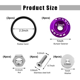 SHMZK Bumper Quick Release Fasteners Kit, Aluminum Alloy Washer Bolt O-Ring Engine Bay Dress Up Kit, Front Bumper Quick Release Kit for Trunk Fender Hatch Lids, Car Accessories (Purple)